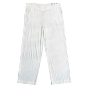Chico's Women's Size 2R US/12R Wide‎ Leg Pants Linen Blend White Pull On Pockets